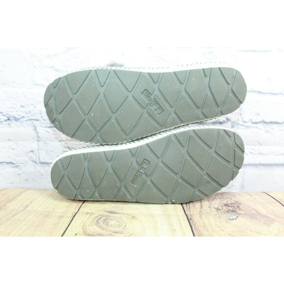 LL Bean White Suede Slip-On Shearling Lined Crisscross Flat Slippers Size 8 M - Picture 9 of 9